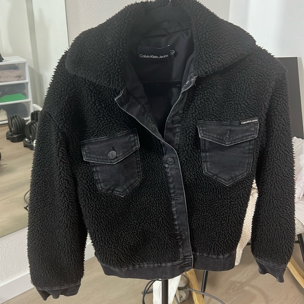 Calvin Klein jacket fur and jeans